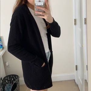Black Sweater Cardigan with Big Pockets